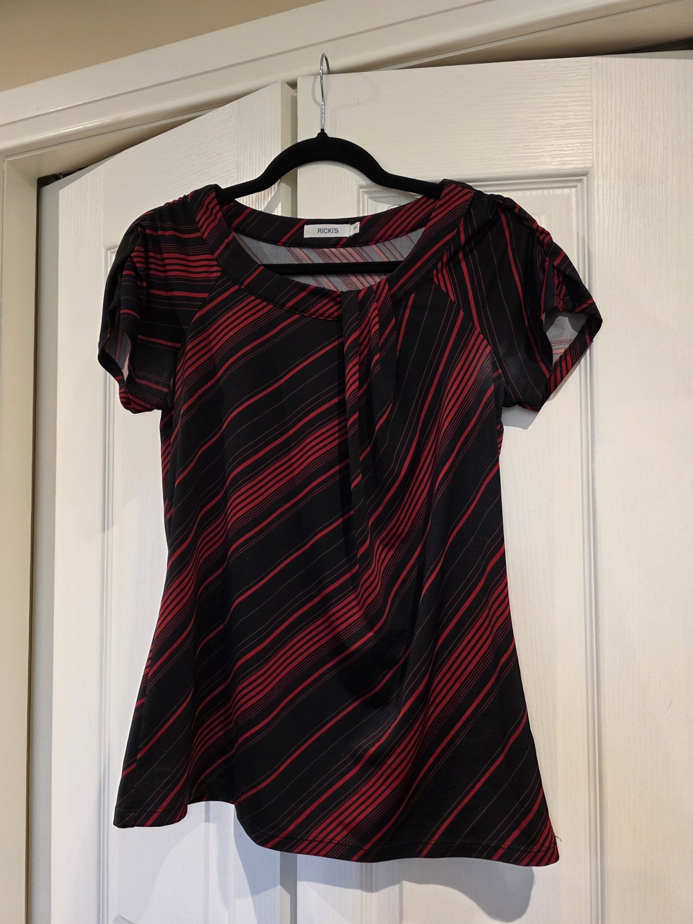 Ricki's Black and Red Diagonal Stripe Short Sleeve Tee